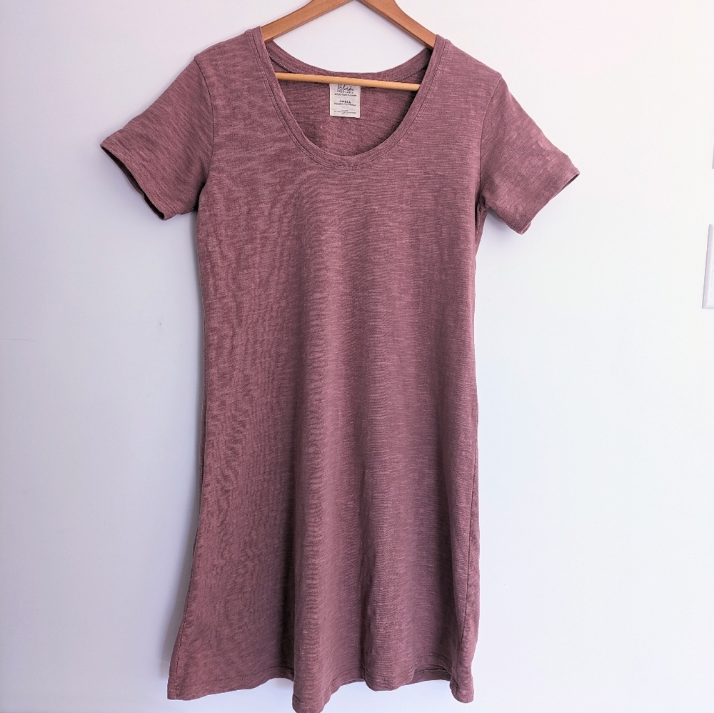 Blondie Apparel Meadow Dress in Mauve Slub Cotton Size Small